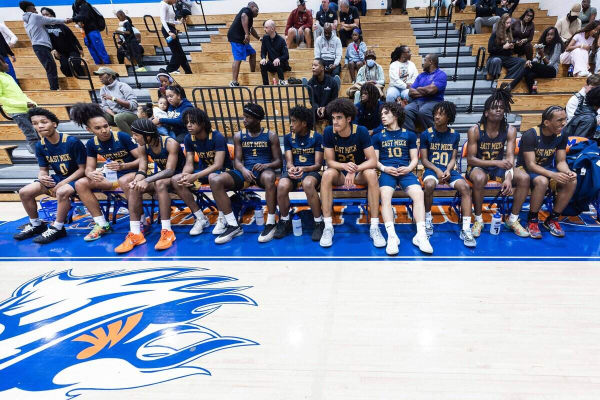 East Mecklenburg team on the bench during last year's Mike Gminski Classic